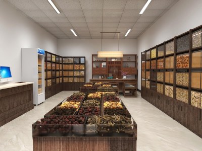 新中式药铺店面3D模型下载